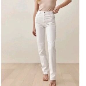 Reformation Cynthia Vintage White High Rise Jeans Straight Button Fly